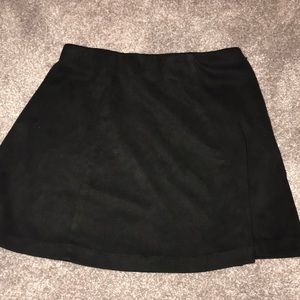 Suede black mini skirt